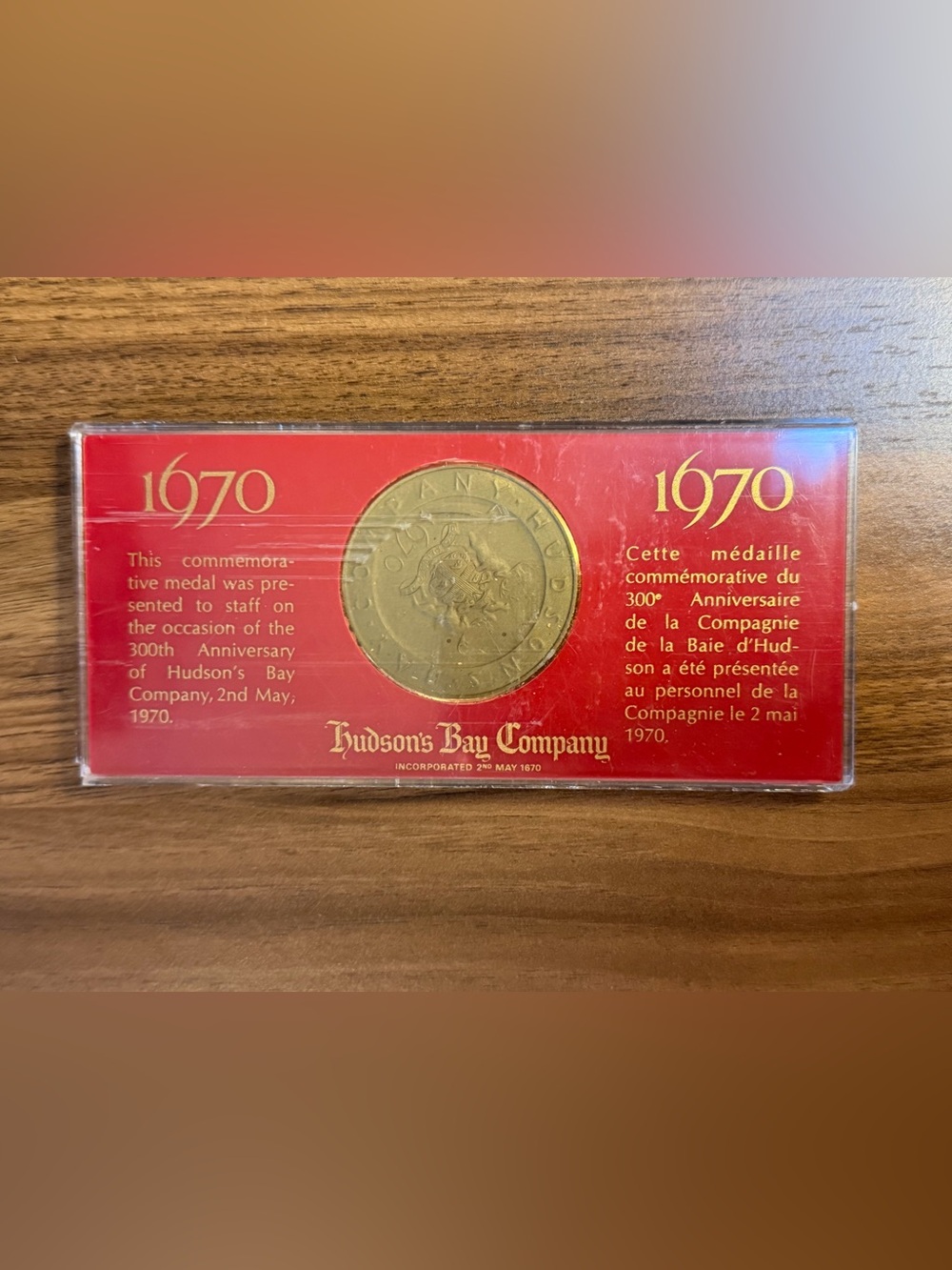 Hudson's Bay 300th Anniversary Coin Medallion,  In Pkg